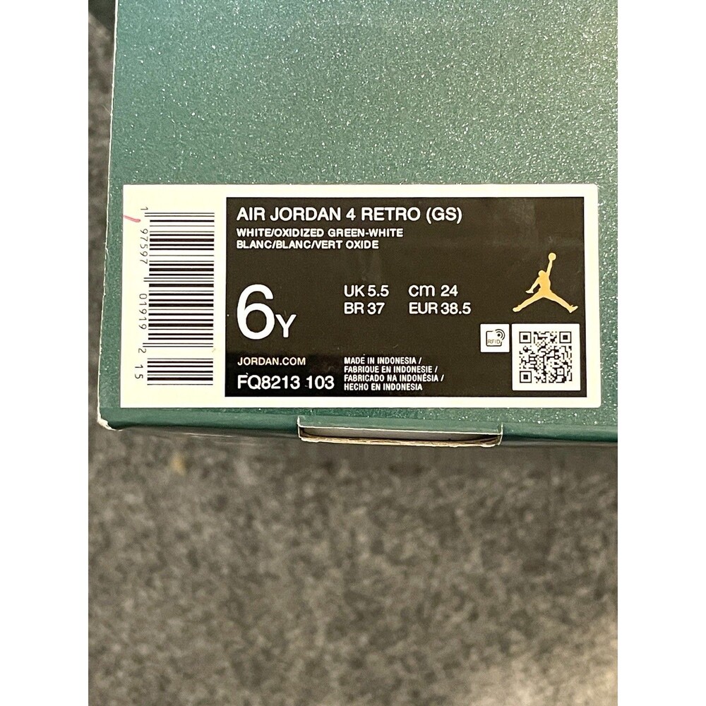 Air Jordan 4 Retro Oxidized Green GS White Kids Sneakers FQ8213-103 Size 6Y - Picture 9 of 10